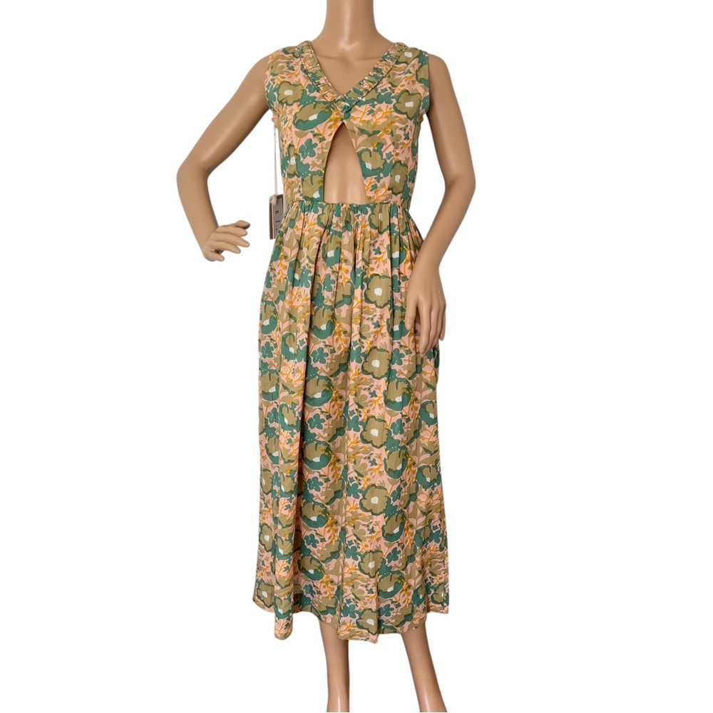 Mirh Zanzibar Maxi Dress in Green olive bloom Size XS